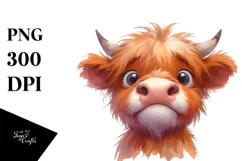 Funny Expressive Highland Cow PNG Product Image 1