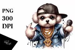 Bichpoo Hip Hop Singer | Sublimation Clipart Product Image 3