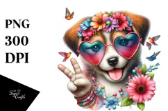 Puppy with Heart Sunglasses, High-Quality PNG Product Image 1