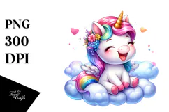 Smiling Baby Unicorn PNG Product Image 1