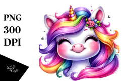 Smiling Baby Unicorn PNG Product Image 1