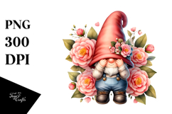 Cute Gnome with Camellia Frame PNG Product Image 1