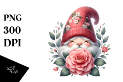 Cute Gnome with Camellia Frame PNG Product Image 1