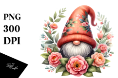 Cute Gnome with Camellia Frame PNG Product Image 1
