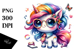 Vibrant Cute Unicorn Dancing, PNG Product Image 1