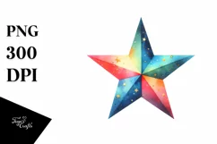 Watercolor Star Colorful Sublimation Clipart Product Image 1
