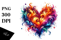 Colorful Fire Heart PNG Product Image 1