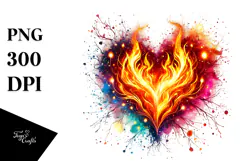 Fiery Heart, Vibrant PNG Product Image 1