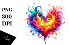 Painted Heart Made of Fire PNG Product Image 1
