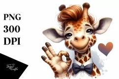 Funny Cute Giraffe Portrait | Sublimation Clipart Product Image 3