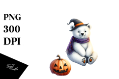 Polar Bear on Moon Halloween PNG Product Image 1