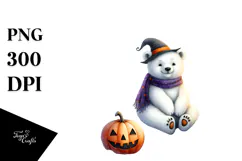 Polar Bear on Moon Halloween PNG Product Image 1