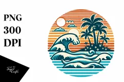 Retro Tropical Island Waves | Sublimation | Clipart Product Image 1