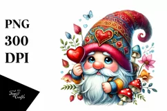 Detailed Valentines Gnome with Hat, PNG Product Image 1