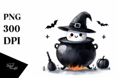 Funny Halloween Clipart with Cauldron PNG Product Image 3