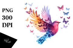 Bird with Butterfly Silhouettes PNG Product Image 1