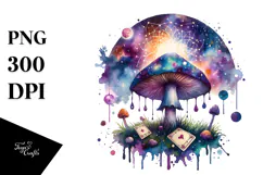 Vibrant Magical Celestial Mushroom with Tarot, PNG Product Image 1