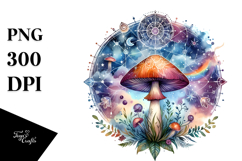 Vibrant Magical Celestial Mushroom with Tarot, PNG Product Image 1