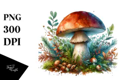 Mystical Celestial Mushroom Watercolor PNG Product Image 1