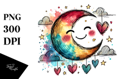 Smiling Moon Hearts PNG Product Image 1