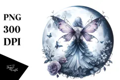 Gothic Fairy on Moon, High-Res PNG Product Image 1