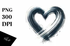 Simple Cute Heart Paintbrush Style PNG Product Image 1