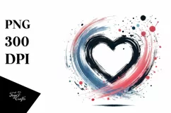 Simple Cute Heart Paintbrush Style PNG Product Image 1