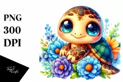 Colorful Small Baby Turtle Watercolor | Clipart Product Image 1