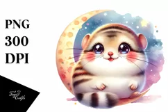 Colorful Baby Lemming with Moon | Clipart Product Image 3