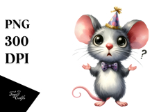 Party Hat Watercolor Mouse | Clipart Product Image 1