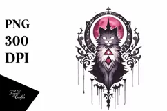 Washed Watercolor Gothic Cat | Sublimation Clipart Product Image 3