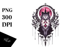 Washed Watercolor Gothic Cat | Sublimation Clipart Product Image 3
