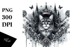 Washed Watercolor Gothic Cat | Sublimation Clipart Product Image 1