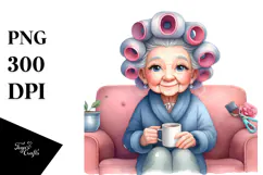 Glossy Bottle Old Lady Hair Curlers | Clipart Product Image 1