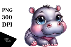 Cute Baby Hippo PNG Product Image 1