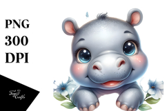 Energetic Baby Hippo PNG Product Image 1