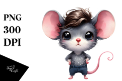 Cute Funny Baby Mouse | Watercolor Clipart Product Image 1