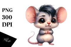 Cute Funny Baby Mouse | Watercolor Clipart Product Image 3