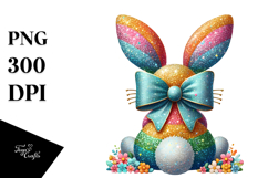 Colorful Stylized Bunny Sitting View PNG Product Image 1