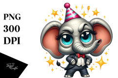 Dramatic Elephant with Party Hat PNG Product Image 1