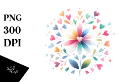 Colorful Simple Flower with Heart Petals PNG Product Image 1