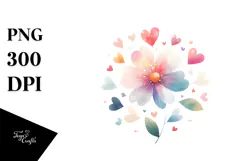 Colorful Simple Flower with Heart Petals PNG Product Image 1