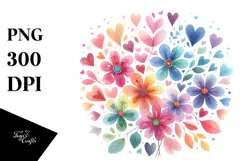 Colorful Simple Flower with Heart Petals PNG Product Image 1