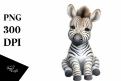 Funny Cute Baby Zebra Sitting | Clipart Product Image 1