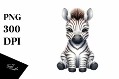 Funny Cute Baby Zebra Sitting | Clipart Product Image 1