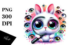 Vibrant Baby Bunny with Crazy Eyes, PNG Product Image 1