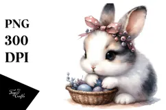 Sleeping Baby Bunny on a Flower, PNG Product Image 1
