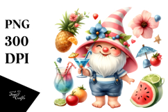 Cute Gnome Drinking Cocktail, PNG Product Image 1