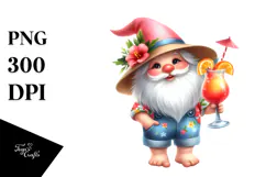 Whimsical Gnome Drinking Cocktail PNG Product Image 1