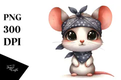 Bandana Baby Mouse Watercolor | Clipart Product Image 1